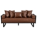 Kalyndea Loveseat - Light Brown Faux Leather - Rich Wood Frame