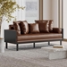 Kalyndea Loveseat - Light Brown Faux Leather - Rich Wood Frame - CAB4218