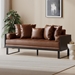 Kalyndea Loveseat - Light Brown Faux Leather - Rich Wood Frame - CAB4218