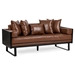 Kalyndea Loveseat - Light Brown Faux Leather - Rich Wood Frame - CAB4218