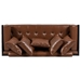 Kalyndea Loveseat - Light Brown Faux Leather - Rich Wood Frame - CAB4218