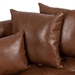 Kalyndea Loveseat - Light Brown Faux Leather - Rich Wood Frame - CAB4218