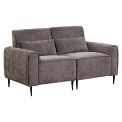 Luminex 62 Loveseat with Metal Legs and Throw Pillows - Gray Chenille Fabric 