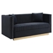 Parchment Velvet Loveseat - Black - Vertical Channel Tufted - CAB4221