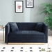 Parchment Velvet Loveseat - Black - Vertical Channel Tufted - CAB4221