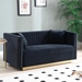 Parchment Velvet Loveseat - Black - Vertical Channel Tufted - CAB4221