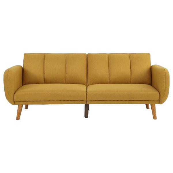 Yearning 81" Elegant Modern Sofa - Mustard Color Polyfiber Fabric - Wooden Legs 