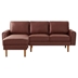 Wembley 82" L-Shape Sectional Sofa with Chaise - Mid-Century Copper Nail Arms - Strong Wooden Legs - Suede Fabric - Left Chaise - Dark Brown