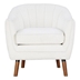 Marigold Accent Chair - Mid-Century Modern - White Chenille Upholstery - Brown Wood Legs