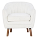 Marigold Accent Chair - Mid-Century Modern - White Chenille Upholstery - Brown Wood Legs - CAB4230