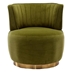 Lyravyn Swivel Accent Chair - Olive Velvet Upholstery - Solid Wood Frame - 360 Degree Rotation