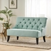 Aptos Settee - Light Blue Fabric - Wood Legs - CAB4233