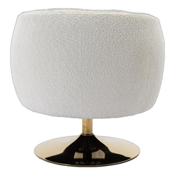 Vylar Accent Swivel Chair - White Chenille - Gold Metal Round Base 