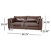 Elyndor 80" 3 Seater Sofa - Dark Brown Faux Leather - Rubberwood Legs - CAB4251