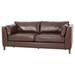 Elyndor 80" 3 Seater Sofa - Dark Brown Faux Leather - Rubberwood Legs - CAB4251