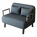 Skybound 39" Convertible Chair Bed - Blue and Grey Velvet - Sturdy Steel Frame - CAB4255