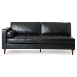 Spokane 109 Sectional Sofa - 3 Seater - Black Polyurethane - Birch Wood Legs 