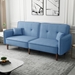 Bloomstead 75" Futon Sofa Bed - Blue - Solid Wood Leg - CAB4281