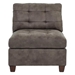 Sensa Tufted Armless Chair - Dark Brown Breathable Leatherette - Wooden Legs - CAB4286