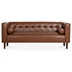 Oakhurst 78" Wooden Decorated Arm 3 Seater Sofa - Brown Polyurethane Fabric - Solid Wood Frame and Legs