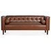 Oakhurst 78" Wooden Decorated Arm 3 Seater Sofa - Brown Polyurethane Fabric - Solid Wood Frame and Legs - CAB4287