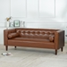 Oakhurst 78" Wooden Decorated Arm 3 Seater Sofa - Brown Polyurethane Fabric - Solid Wood Frame and Legs - CAB4287