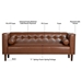 Oakhurst 78" Wooden Decorated Arm 3 Seater Sofa - Brown Polyurethane Fabric - Solid Wood Frame and Legs - CAB4287