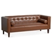 Oakhurst 78" Wooden Decorated Arm 3 Seater Sofa - Brown Polyurethane Fabric - Solid Wood Frame and Legs - CAB4287