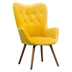 Manoir Accent Chair - Yellow Silky Velvet - Light Brown Solid Wood Frame