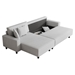 Tarta 93" Sofa Bed with 2 Pillows - Gray Corduroy Fabric - Black Rubber Feet - CAB4292