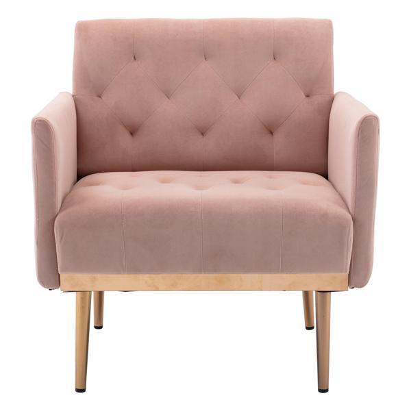 Cameo Accent Chair - Pink Velvet - Rose Gold Iron Feet 