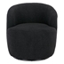 Kalima Swivel Accent Armchair Barrel Chair - Black Teddy Fabric