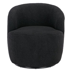 Kalima Swivel Accent Armchair Barrel Chair - Black Teddy Fabric 