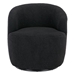 Kalima Swivel Accent Armchair Barrel Chair - Black Teddy Fabric - CAB4298