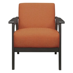 Prismatica Accent Chair - Orange Textured Fabric - Antique Gray Finish Frame 