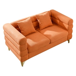 Ixalan 60" Sectional Loveseat 2 Seater - Orange Teddy Fabric - Pine and Eucalyptus and Plywood Frame 