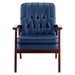 Nyxorin Mid Century Accent Chair - Navy Polyurethane Fabric - Solid Wood Armrest - CAB4307