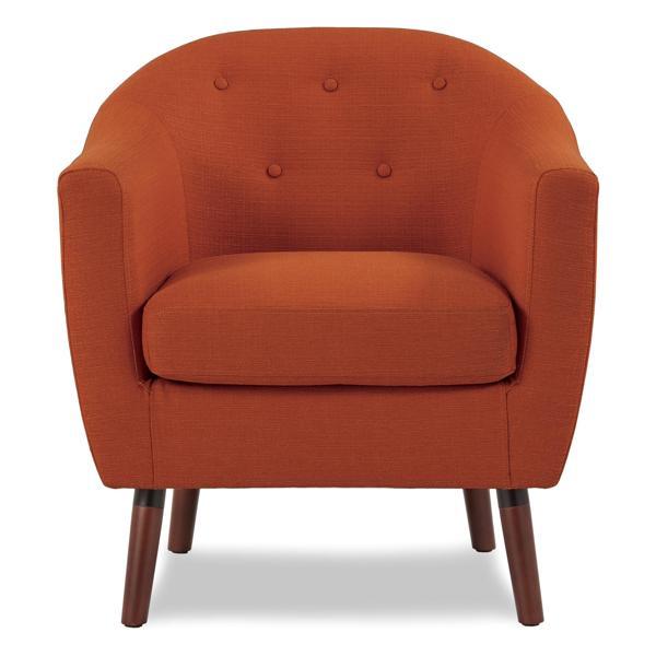 Kaidair Accent Chair - Orange Textured - Solid Wood Frame - Espresso Finish Legs 