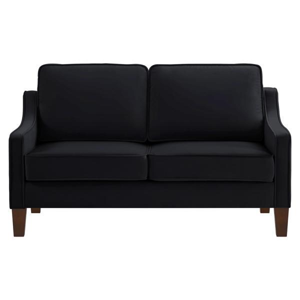 Willowbrook 51" Loveseat - Black Velvet - Espresso Finish Wooden Legs 