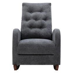 Tipton Single Sofa Reclining Chair - Antique Gray Fabric - Solid Wood Legs 