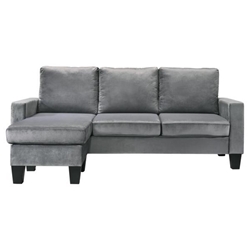 Brixon 77" Jessica Sectional Sofa Chaise - Gray Velvet 