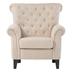 Perenia Tufted Chair - Light Beige Fabric - Button-Accented Diamond Tufting