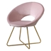 Kalimbra Accent Chair - Pink Silky Velvet Upholstery - Gold Tone Finished Base