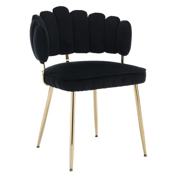 Valleno Accent Chair - Black Velvet - Golden Finish Feet 