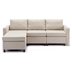 Davenport 86" Sectional Sofa with 1 Ottoman - Cream Linen Fabric - Rubberwood Frame