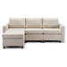 Davenport 86" Sectional Sofa with 1 Ottoman - Cream Linen Fabric - Rubberwood Frame - CAB4318