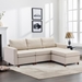 Davenport 86" Sectional Sofa with 1 Ottoman - Cream Linen Fabric - Rubberwood Frame - CAB4318