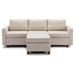 Davenport 86" Sectional Sofa with 1 Ottoman - Cream Linen Fabric - Rubberwood Frame - CAB4318