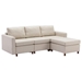 Davenport 86" Sectional Sofa with 1 Ottoman - Cream Linen Fabric - Rubberwood Frame - CAB4318