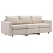 Davenport 86" Sectional Sofa with 1 Ottoman - Cream Linen Fabric - Rubberwood Frame - CAB4318